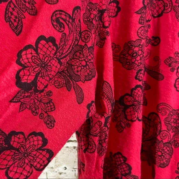 Sleep top long sleeve lace w floral print xxl intimates holiday valentines red - Picture 7 of 8